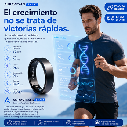 AuraVitals Smart Ring Plus — tu salud monitorizada 24/7 con elegancia, cable de carga y envío gratis