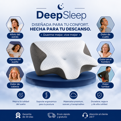 DeepSleep Almohada Cervical Ortopédica — alivio inmediato del dolor de cuello y hombros