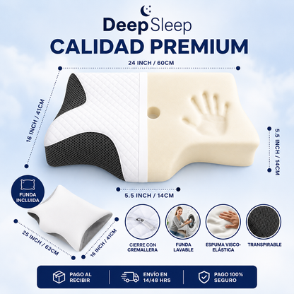 DeepSleep Almohada Cervical Ortopédica — alivio inmediato del dolor de cuello y hombros
