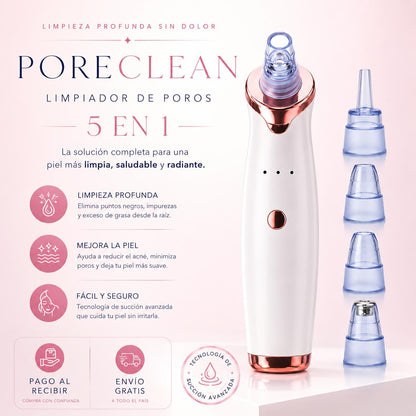 PoreClean Pro 5 en 1 Limpieza profunda. Piel visiblemente más limpia desde el primer uso.