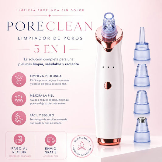 PoreClean Pro 5 en 1 Limpieza profunda. Piel visiblemente más limpia desde el primer uso.