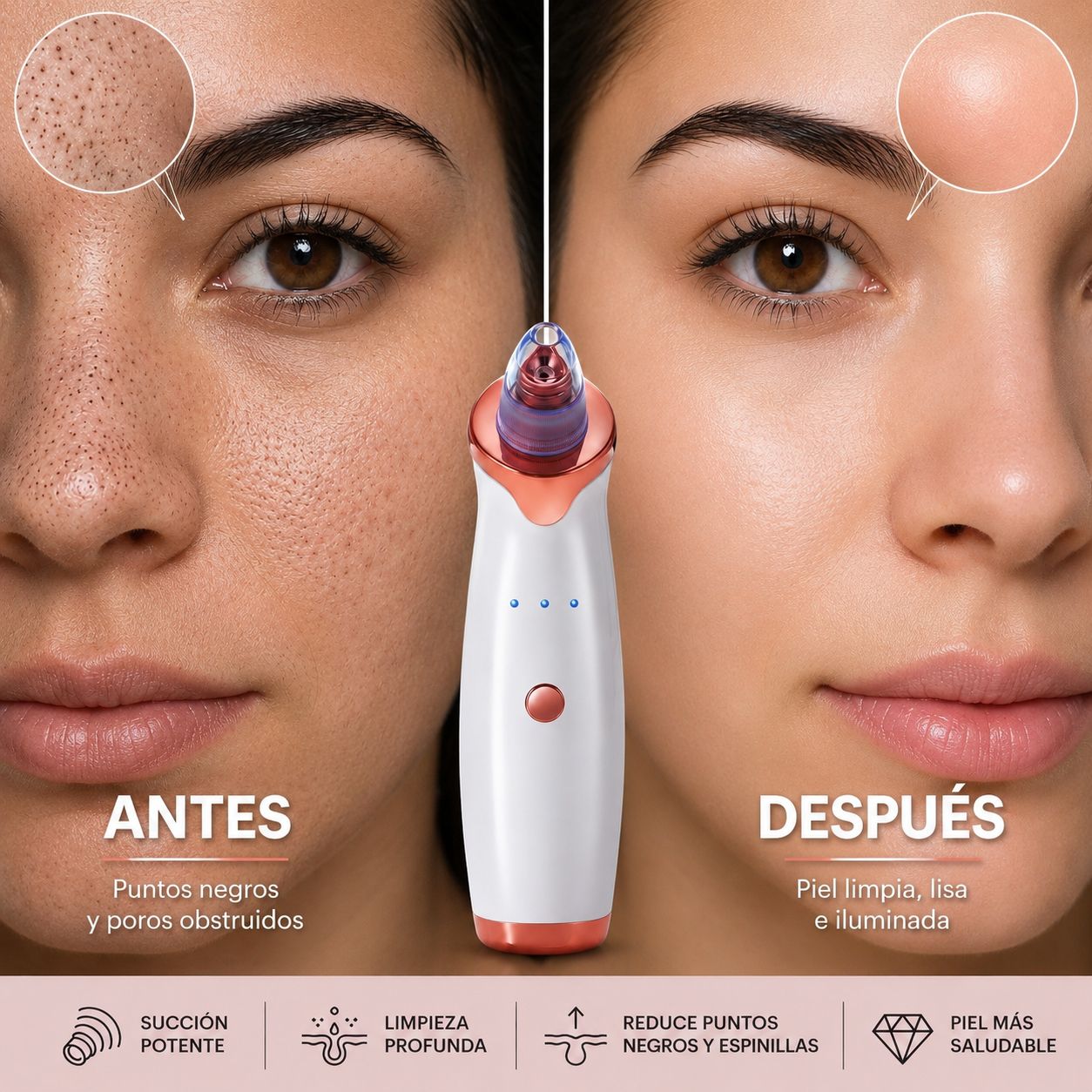 PoreClean Pro 5 en 1 Limpieza profunda. Piel visiblemente más limpia desde el primer uso.