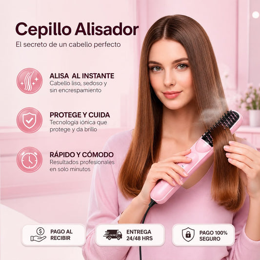 Cepillo Alisador Inalámbrico  Recargable por USB con Apagado Automático, Pantalla LED. Ligero, Duradero, Apto para Todo Tipo de Cabello, Ideal para llevarlo en la cartera, Agarre Elegante, Ideal para cabello voluminoso o con frizz.
