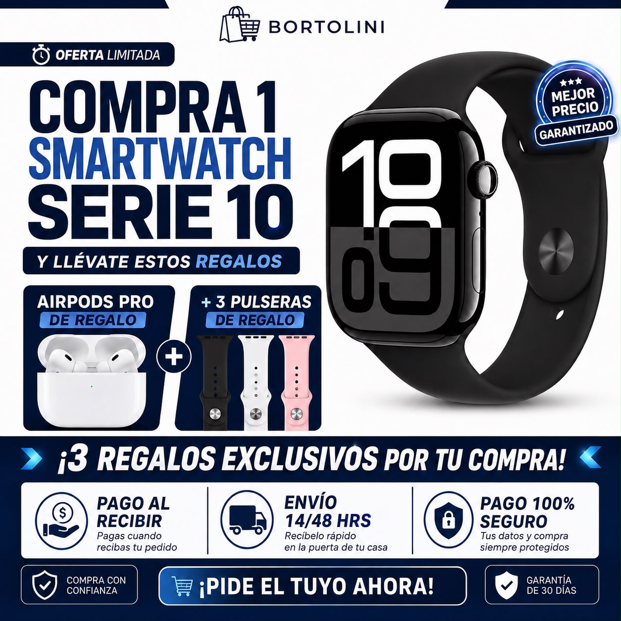 UltraLink Smartwatch 10 Plus + Auriculares PRO + 3 Correas Premium — ENVÍO GRATIS Y CONTRA REEMBOLSO