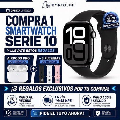 UltraLink Smartwatch 10 Plus + Auriculares PRO + 3 Correas Premium — ENVÍO GRATIS Y CONTRA REEMBOLSO