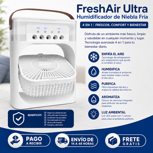 FreshAir Ultra Humidificador de Niebla Fría + Kit de Carga — Olvida el calor sofocante este verano