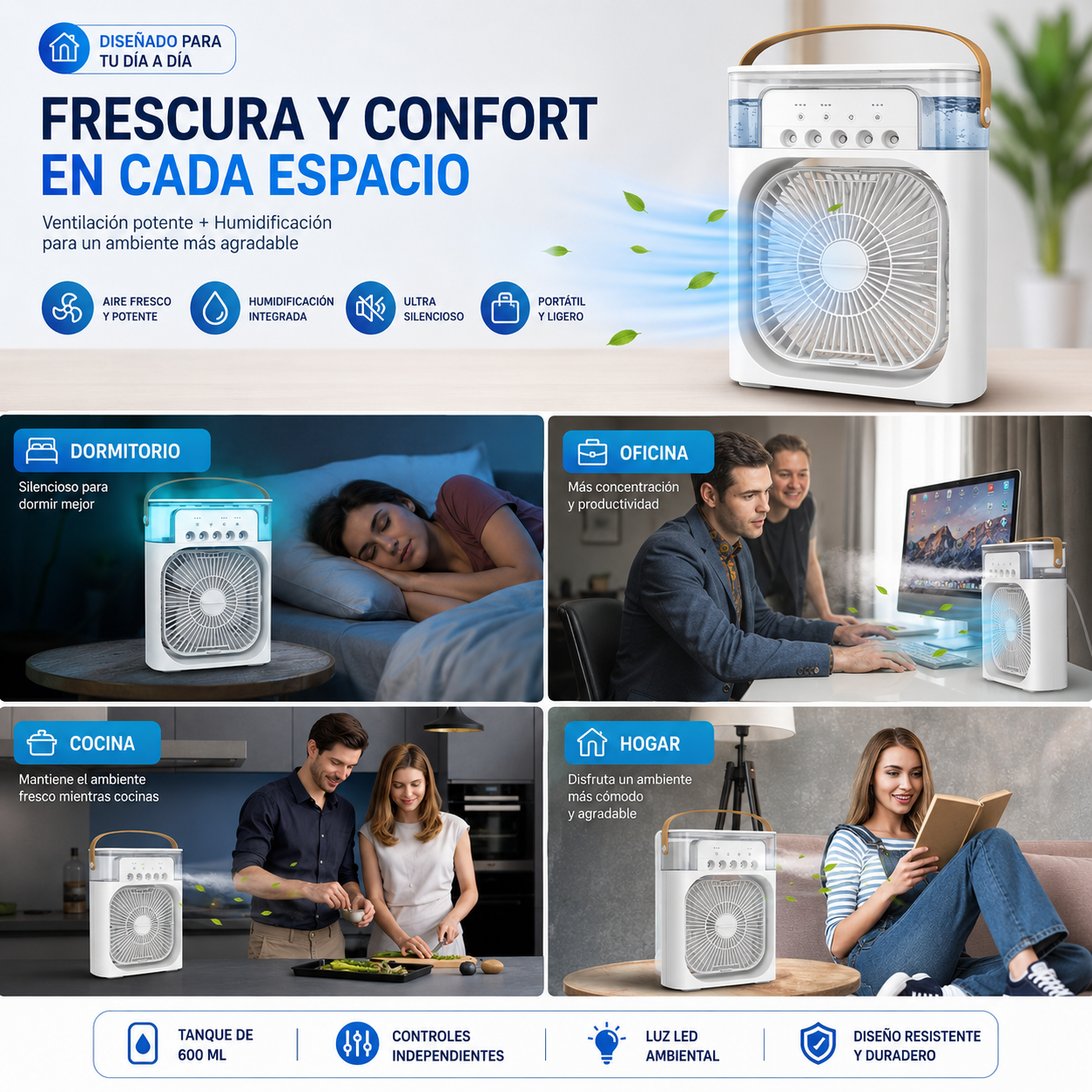 FreshAir Ultra Humidificador de Niebla Fría + Kit de Carga — Olvida el calor sofocante este verano